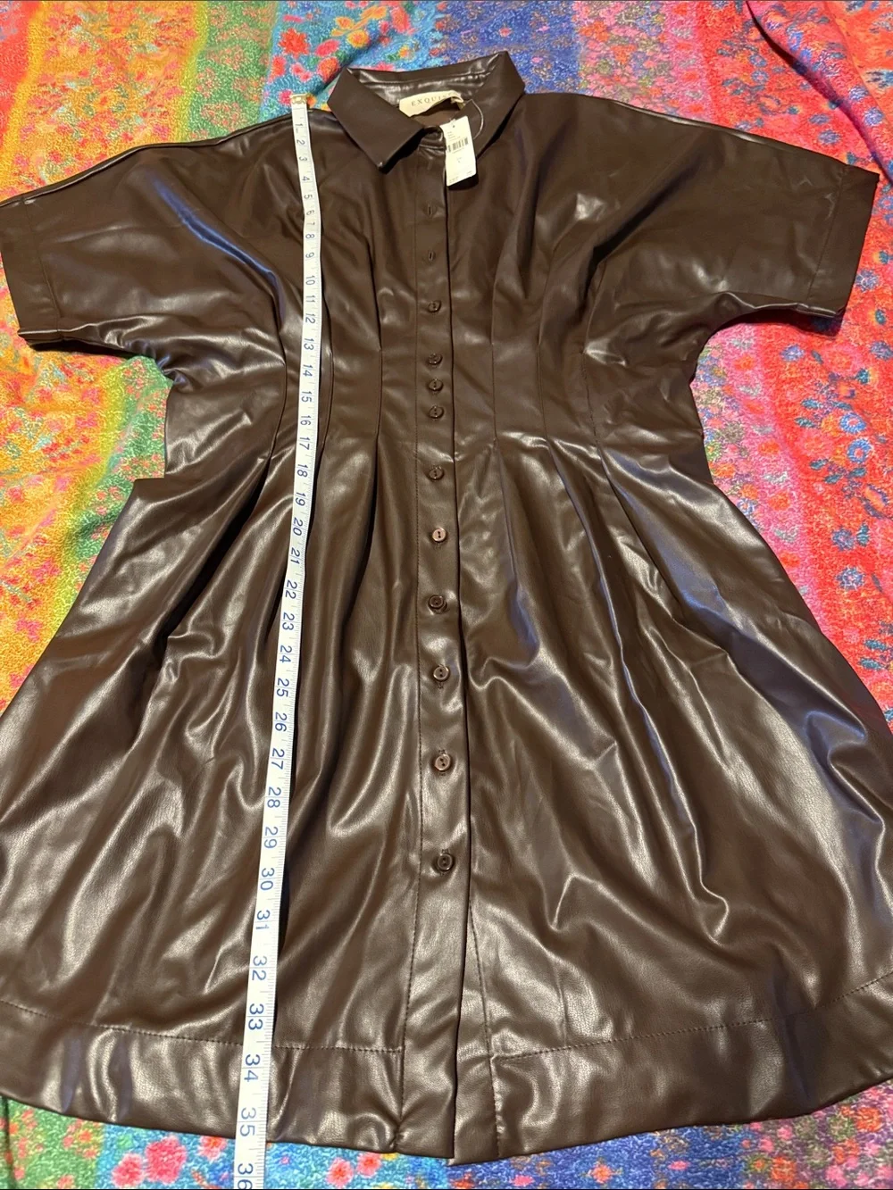 Tobie Faux Leather Mini Shirtdress by Exquise